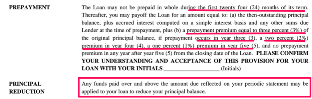 Dental startup loan - Prepayment penalty