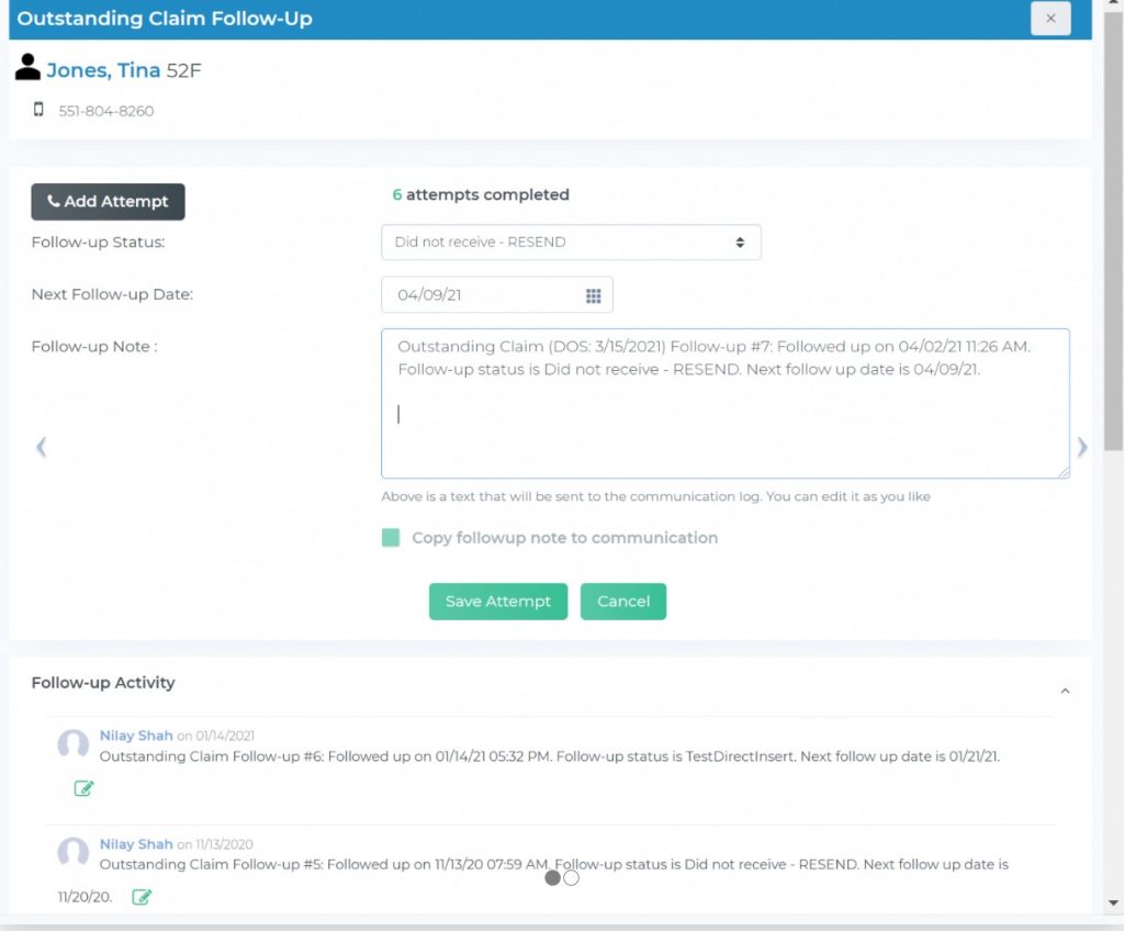 Open Dental Outstanding Claim Follow-up on Teamio