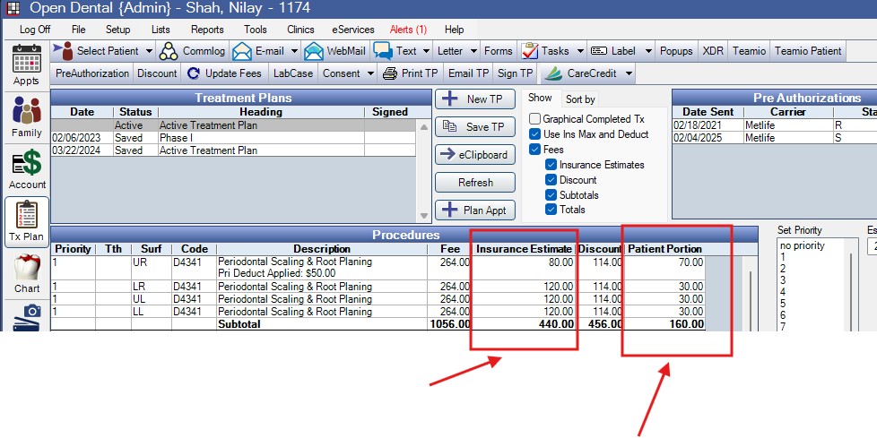 Open Dental Treatment Plan module